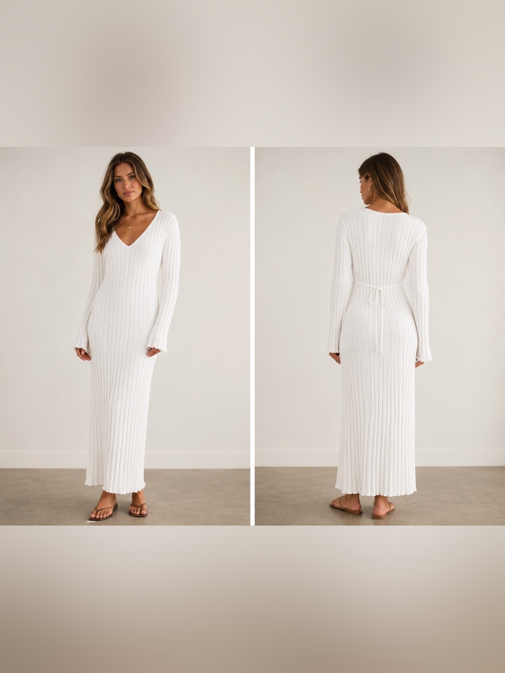 NEW! DISSH Reign White Rib Knit Midi Dress Size L